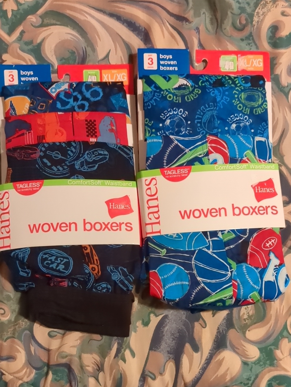 Hanes Boys Woven Boxers - Blue, Red, Green